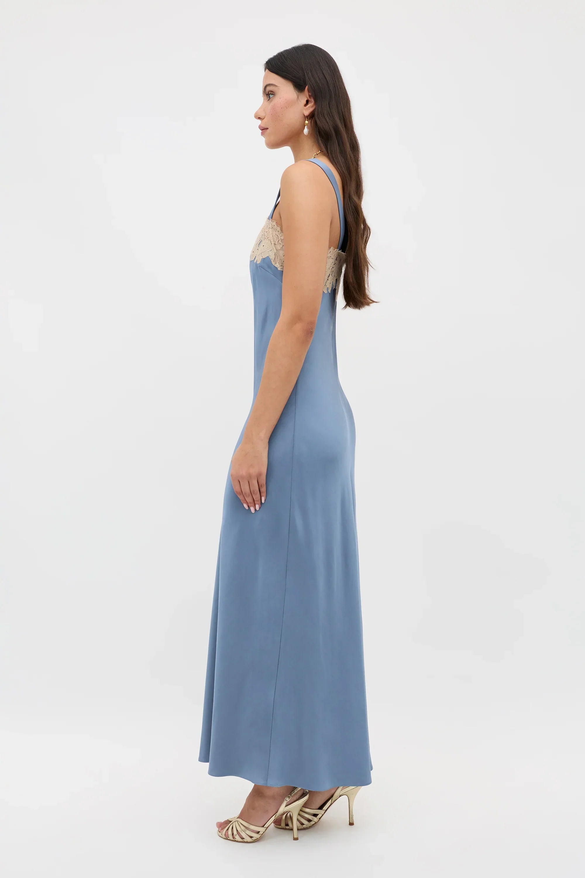 RIXO Rosamarie Dress in Stone Blue