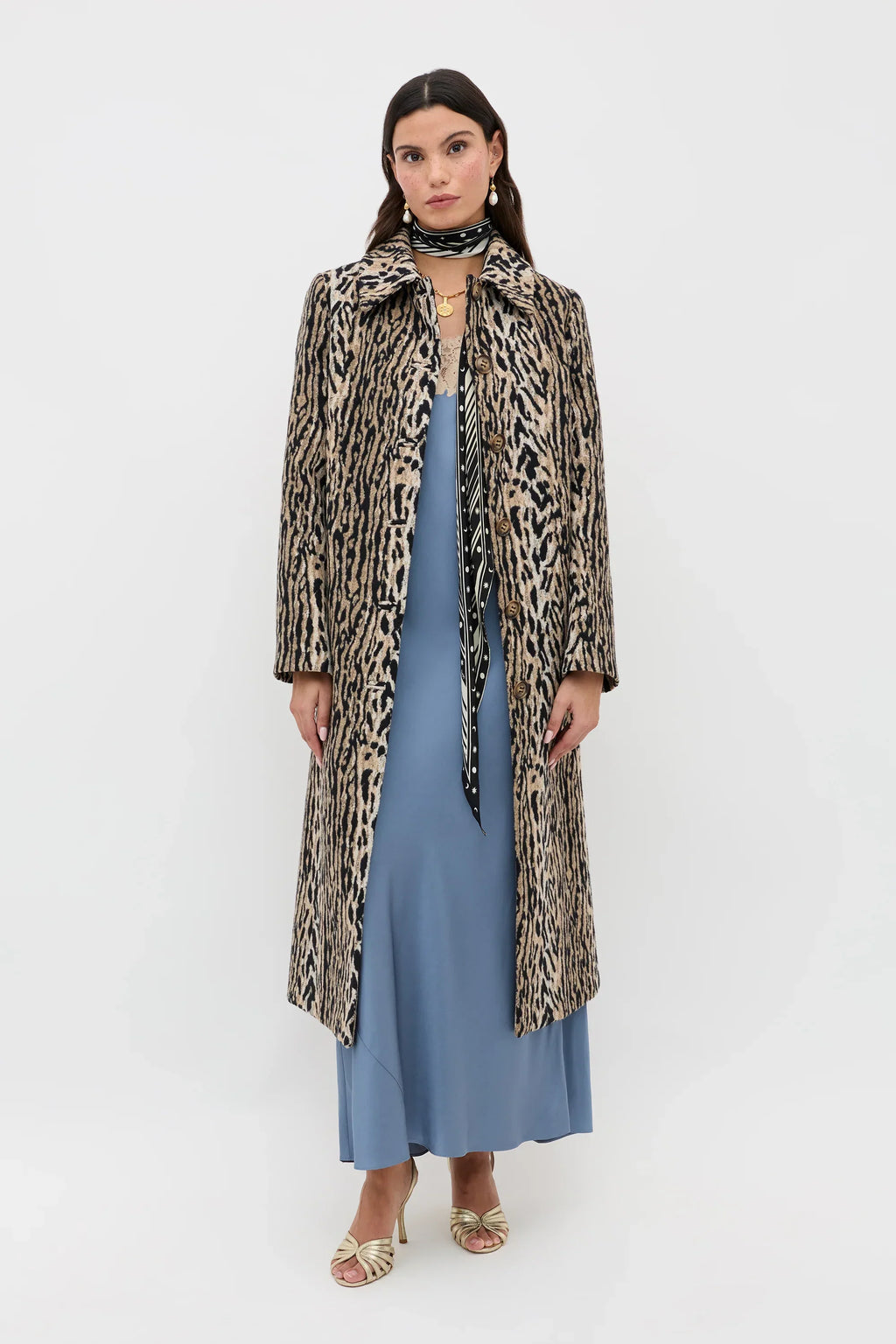 RIXO Rosamarie Dress in Stone Blue