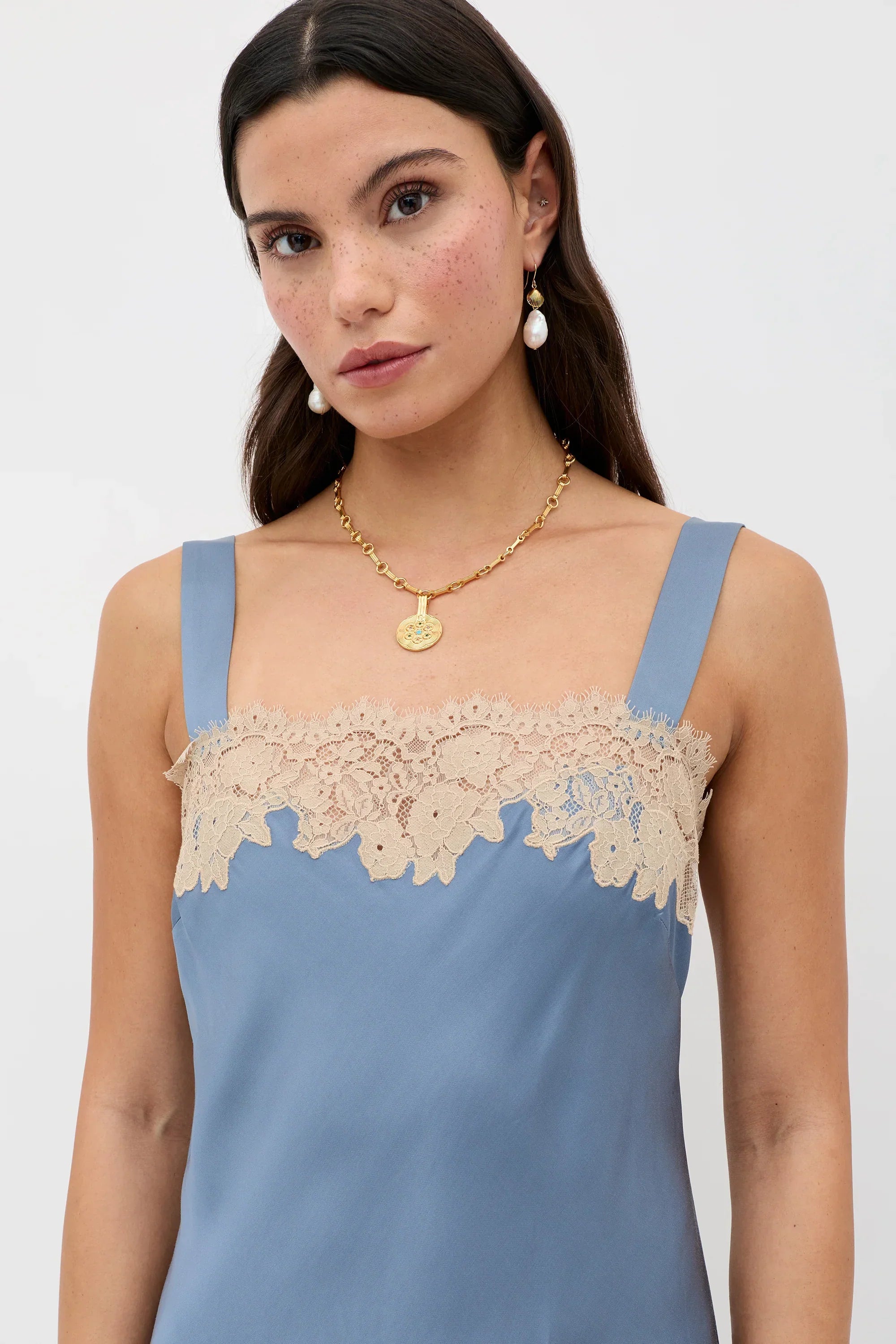 RIXO Rosamarie Dress in Stone Blue