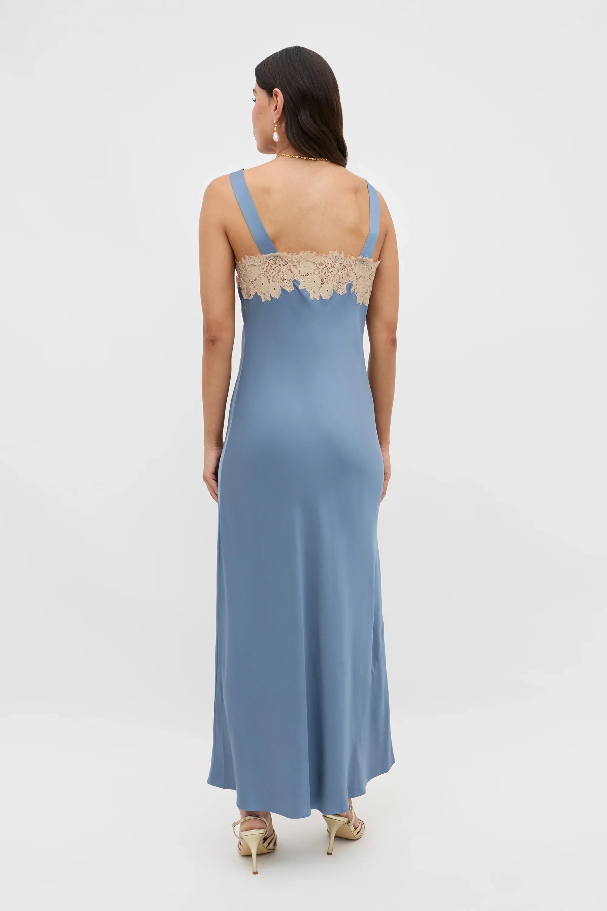 RIXO Rosamarie Dress in Stone Blue