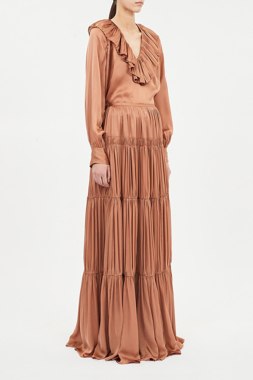 Gaelle Silk High Waist Maxi Skirt