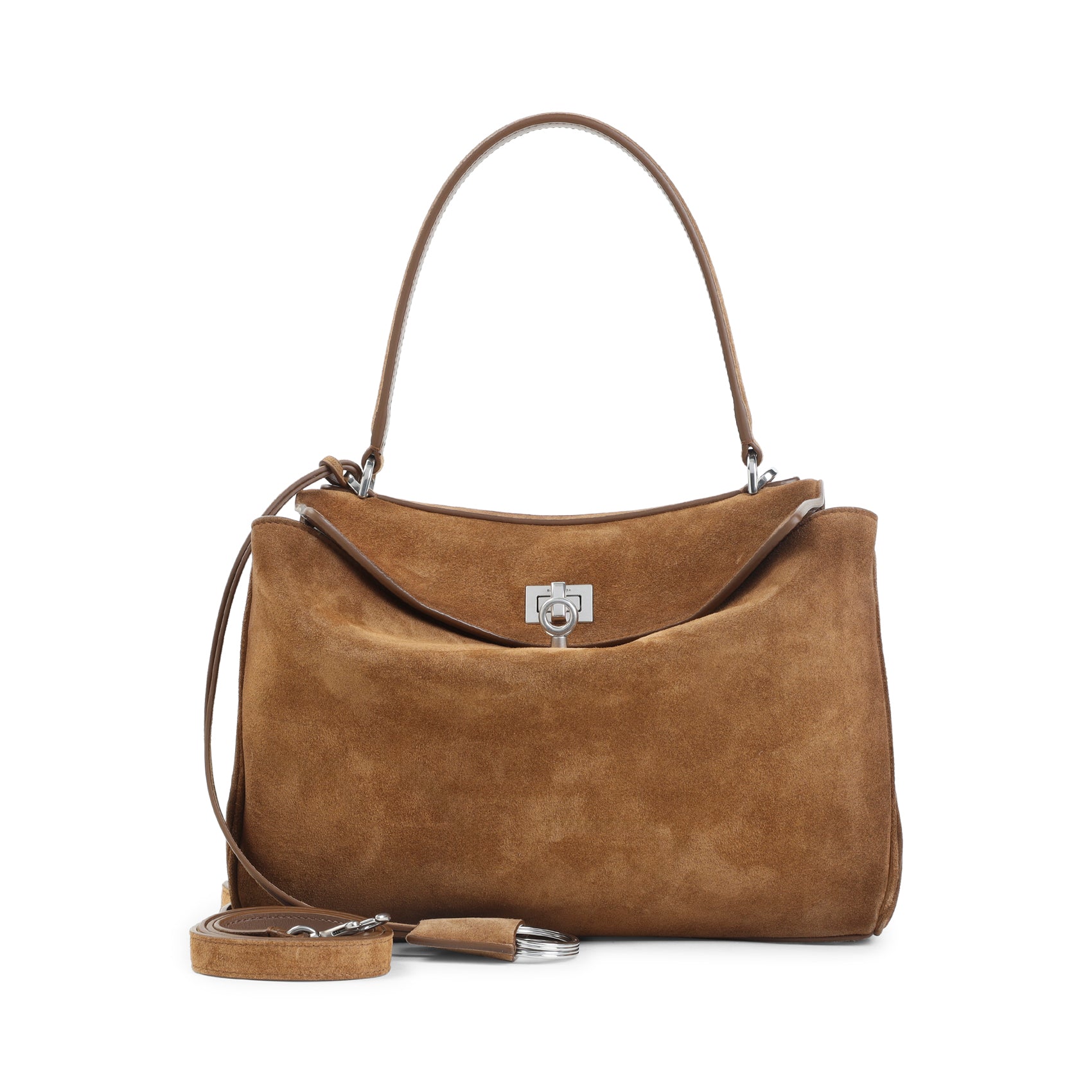 Camel Suede Leather Rodeo Top Handle S Handbag