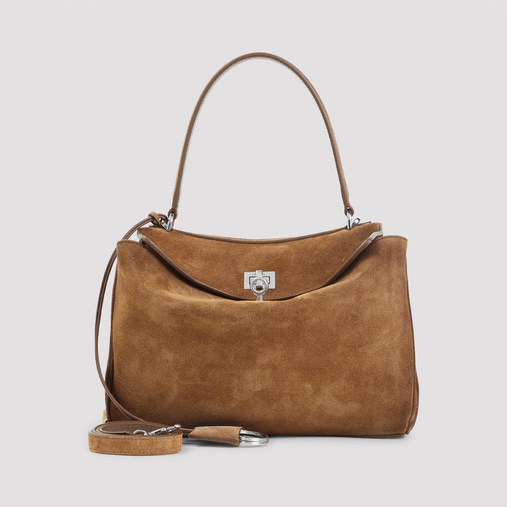 Camel Suede Leather Rodeo Top Handle S Handbag