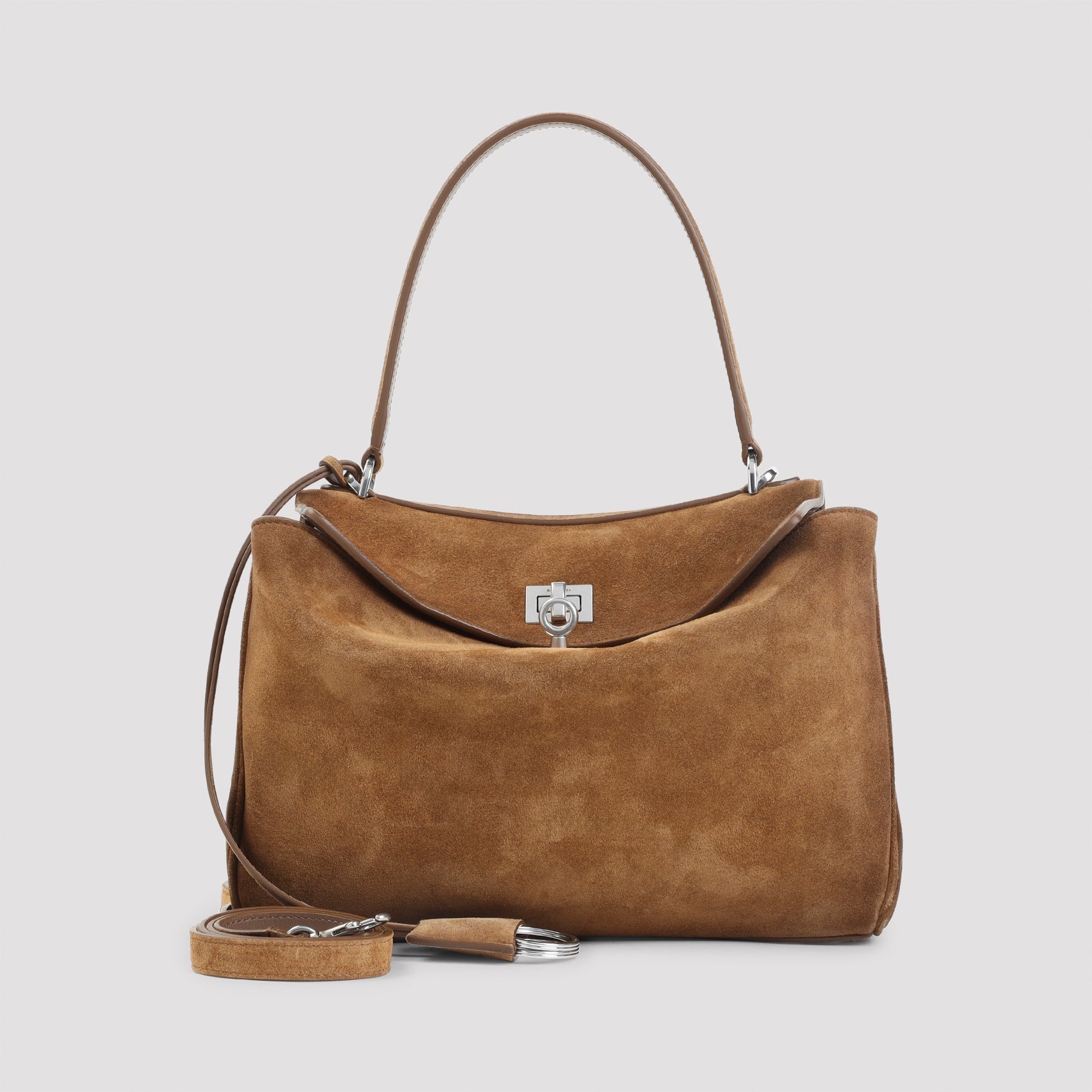 Camel Suede Leather Rodeo Top Handle S Handbag