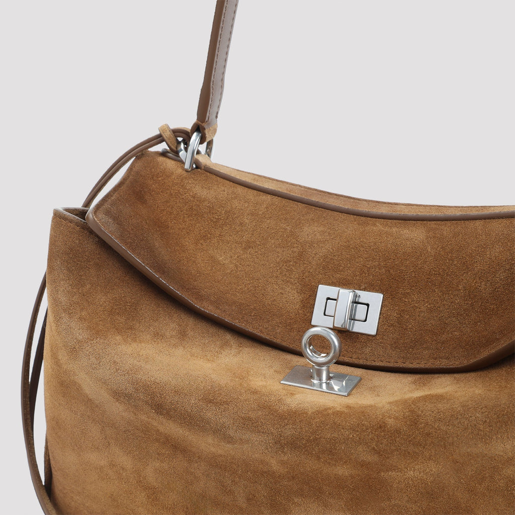 Camel Suede Leather Rodeo Top Handle S Handbag