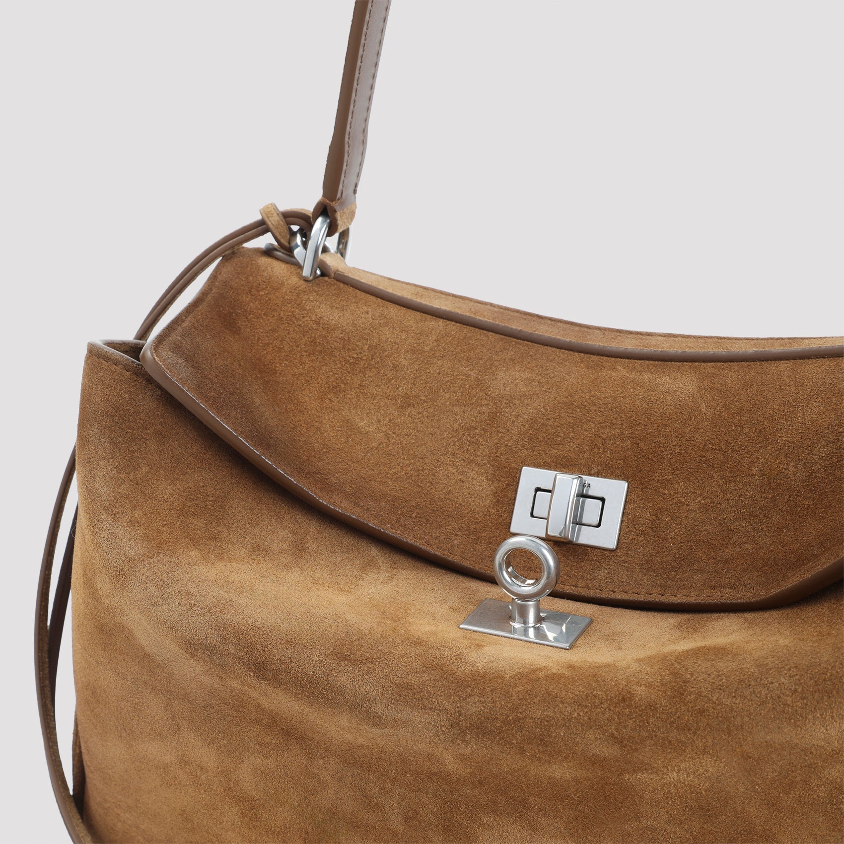 Camel Suede Leather Rodeo Top Handle S Handbag