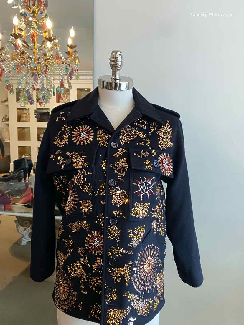 LIBERTINE Size XS Black Cashmere Blend Floral Jacket