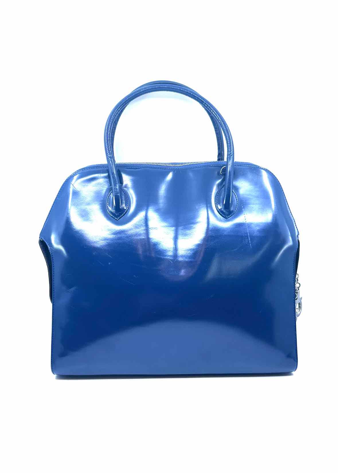 SALVATORE FERRAGAMO Navy Leather Solid Handbag