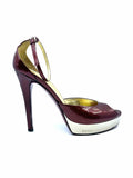 GUCCI Size 6.5 Burgundy Patent Leather Sandals