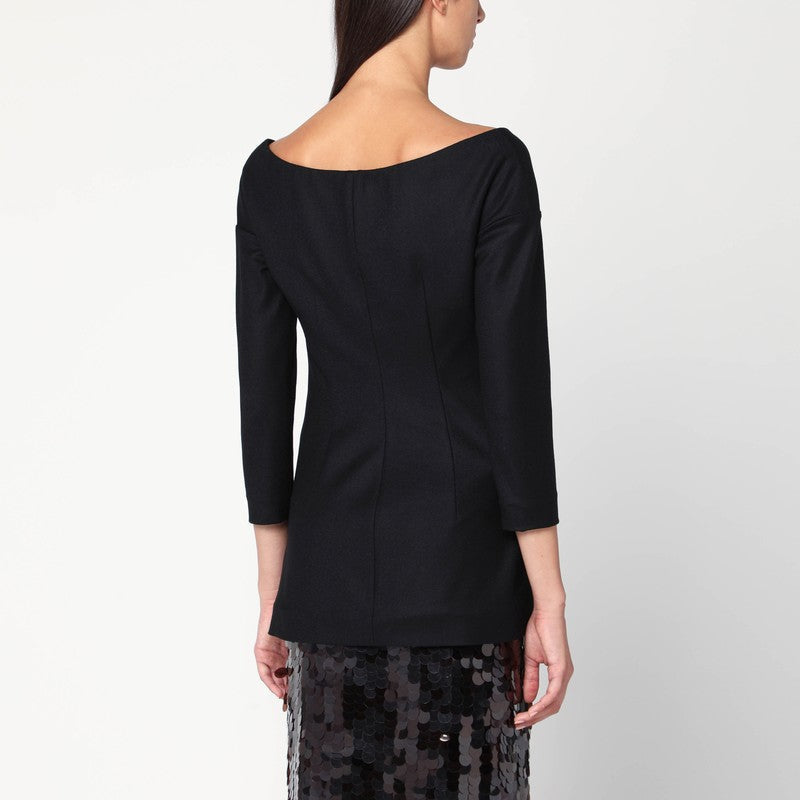 Black wool V-neck jacket