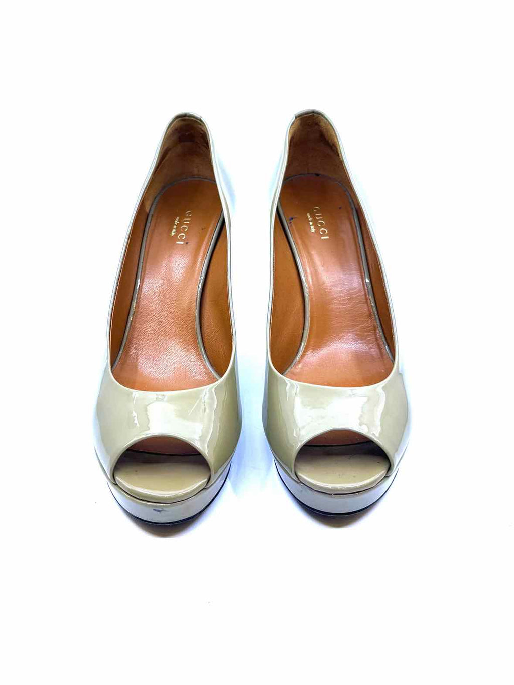 GUCCI Taupe Patent Leather Pumps Size 8