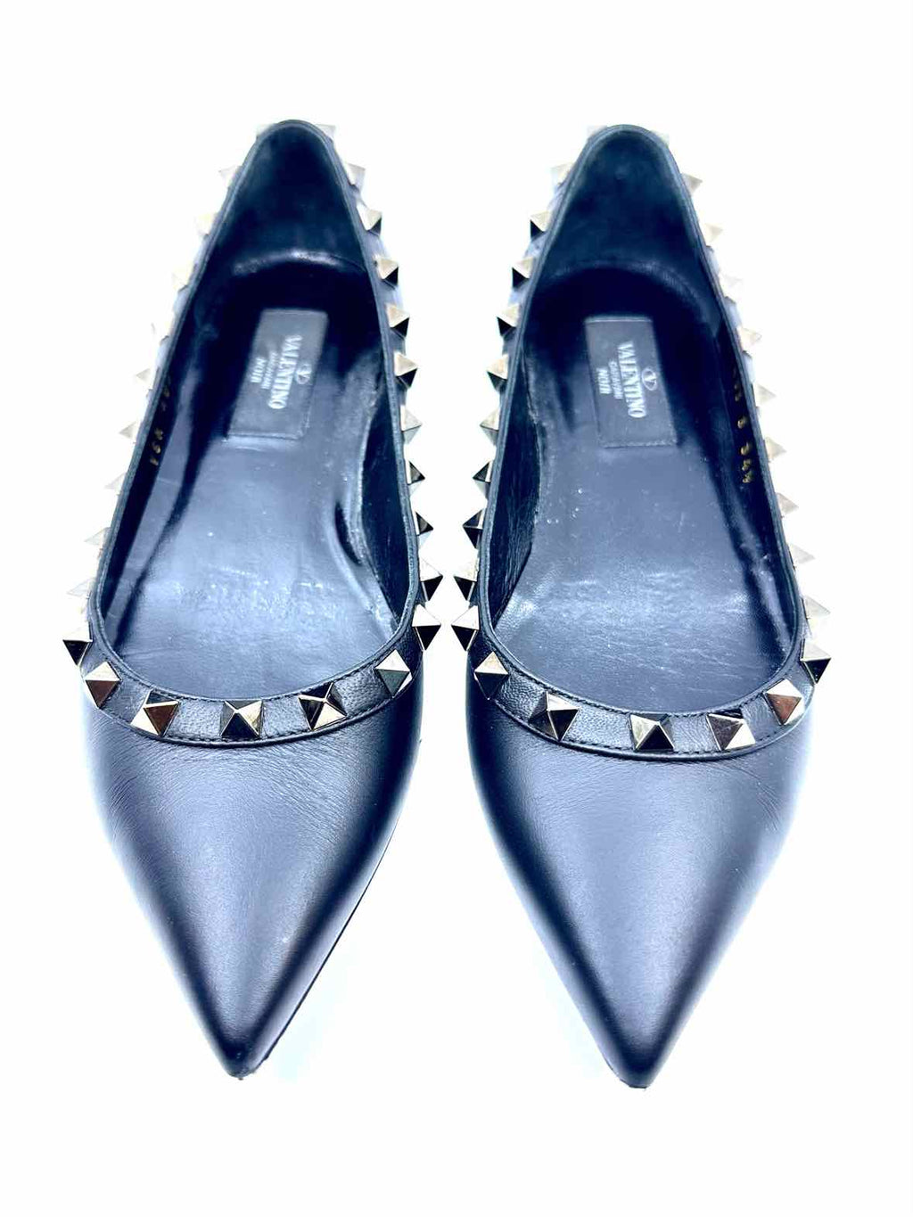 VALENTINO Rockstud Size 4.5 Black Leather Studs Flats