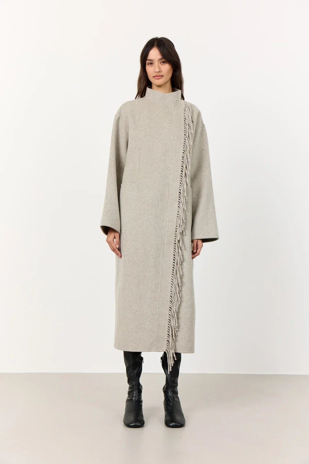 Levete Room Owa 35 Fringe Coat in Silver Grey