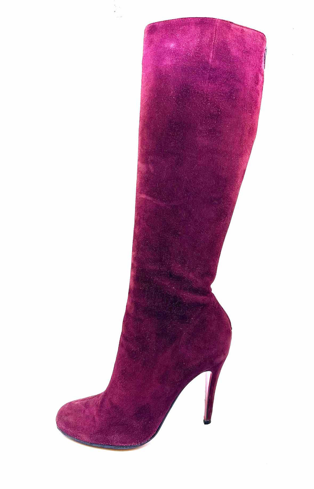 CHRISTIAN LOUBOUTIN Size 9.5 Burgundy Suede Tall Boot