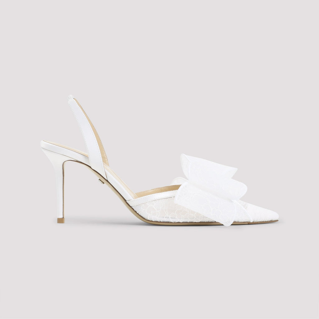 Le Cadeau White Lace Slingback