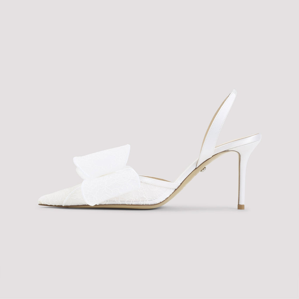 Le Cadeau White Lace Slingback