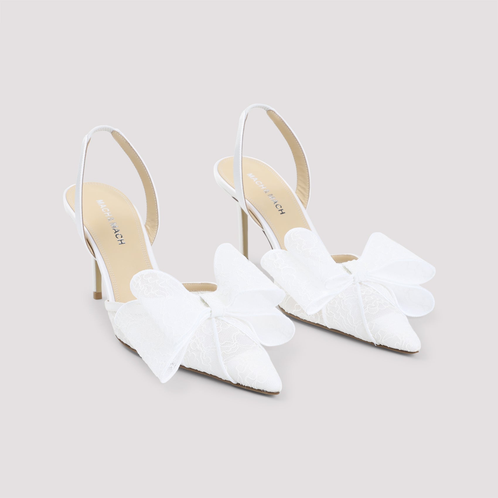 Le Cadeau White Lace Slingback