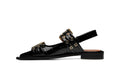 Ganni Croco Patent Feminine Buckle Ballerina