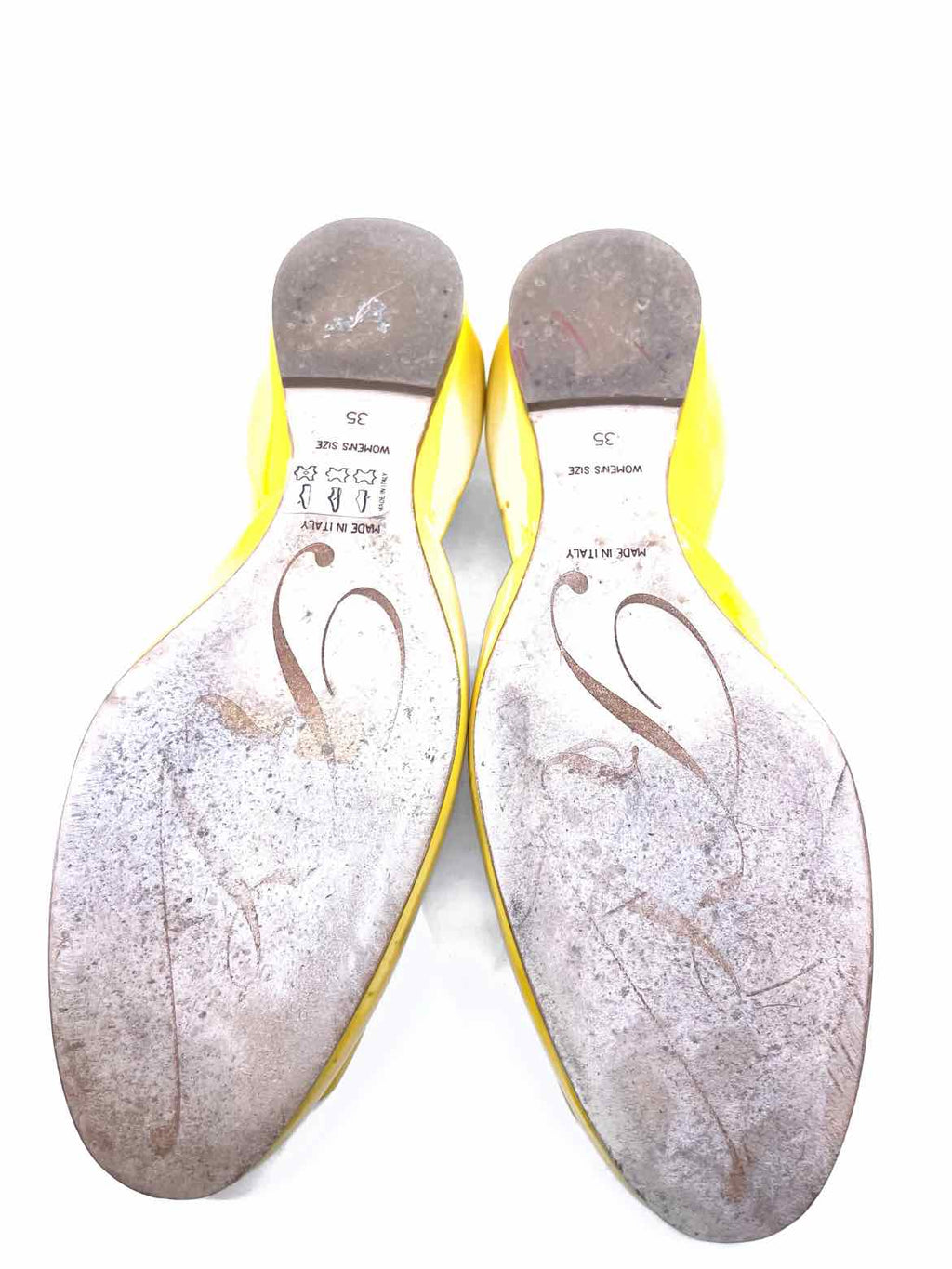 ROGER VIVIER Size 5 Yellow Patent Leather Solid Flats