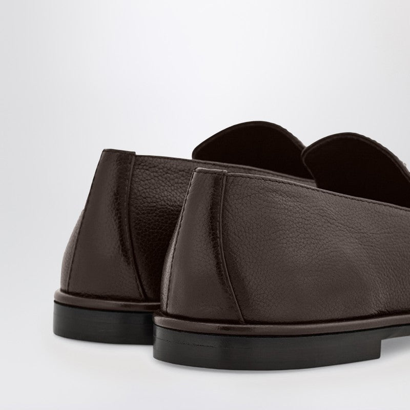 Dark brown leather loafer