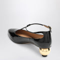Black patent T-strap décolleté