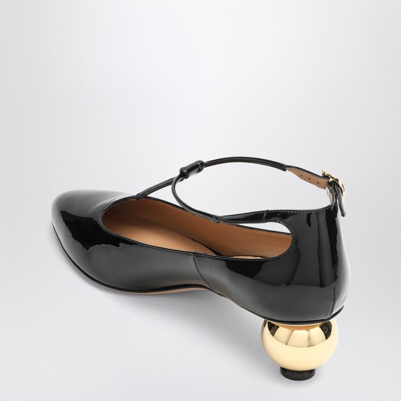 Black patent T-strap décolleté