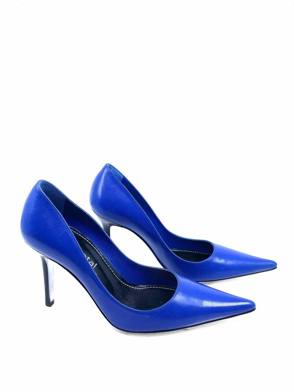 GUNMETAL Size 6 Blue Leather Pumps