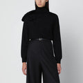 Black turtleneck sweater with flower detail