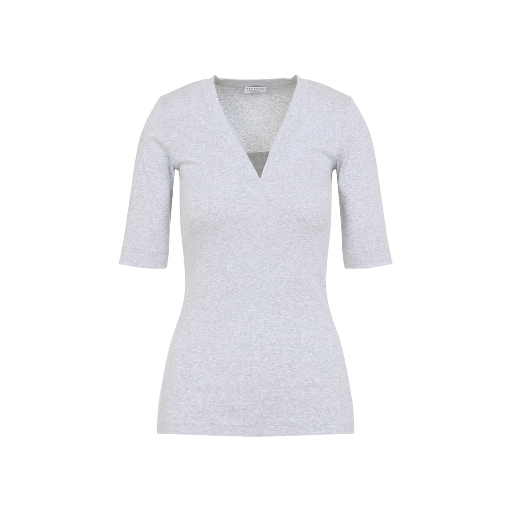 V-Neck Ribbed T-Shirt