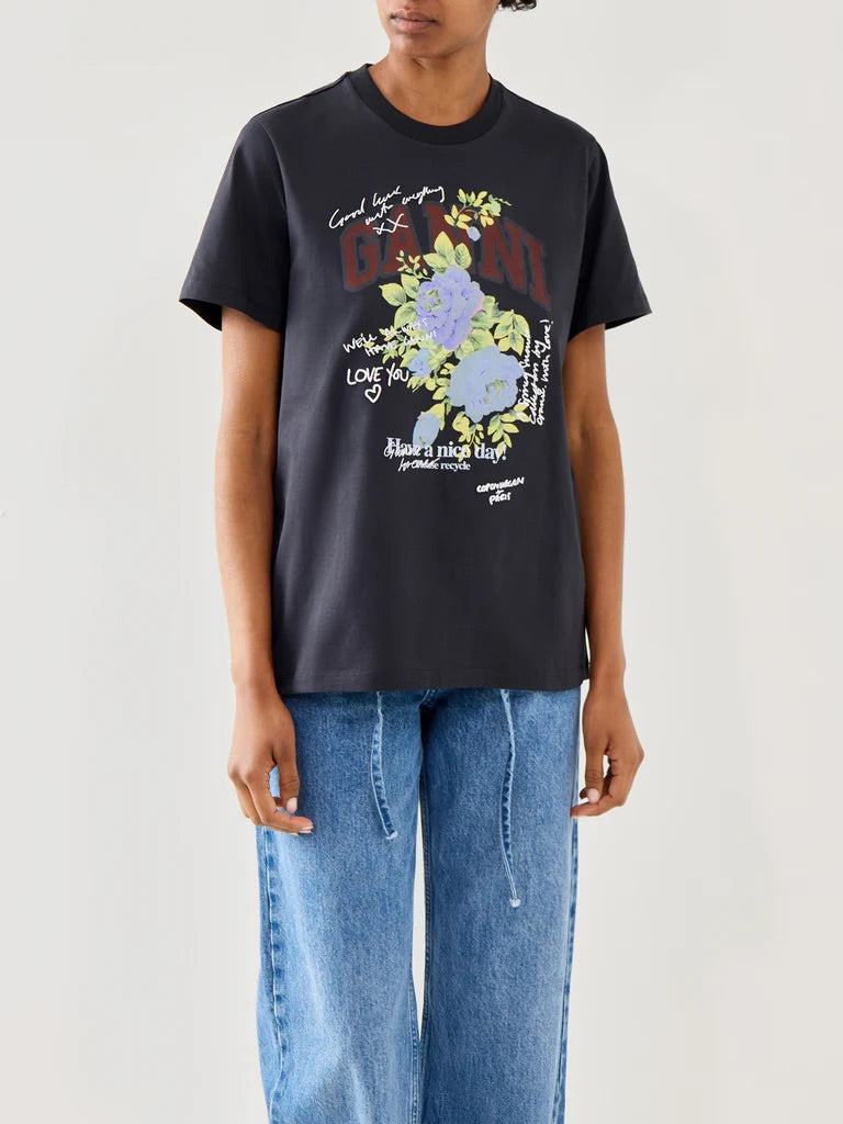 Ganni Basic Cotton Jersey Rose T-shirt