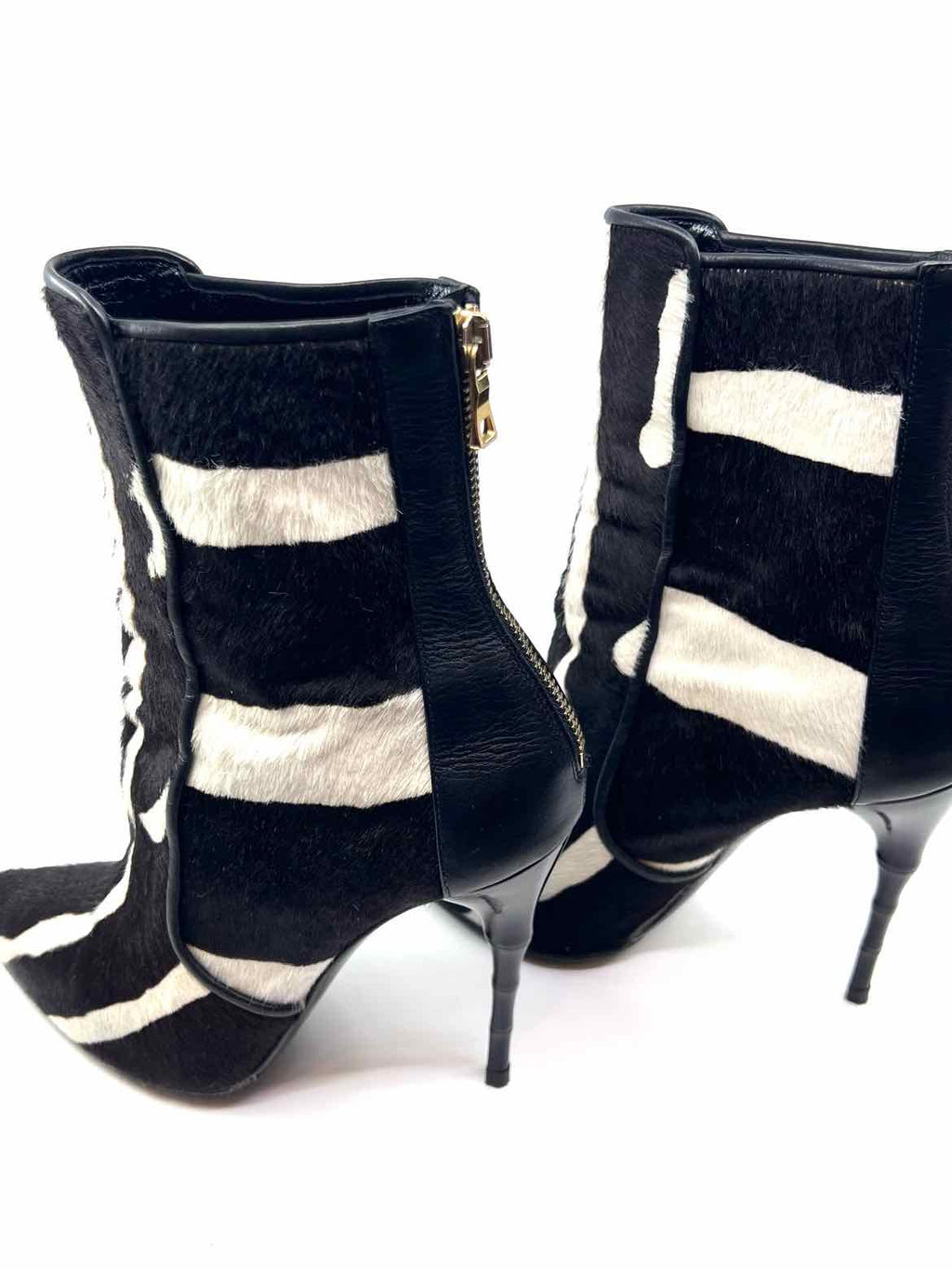 BALMAIN Black & White Animal Print Ankle Boot | 7.5