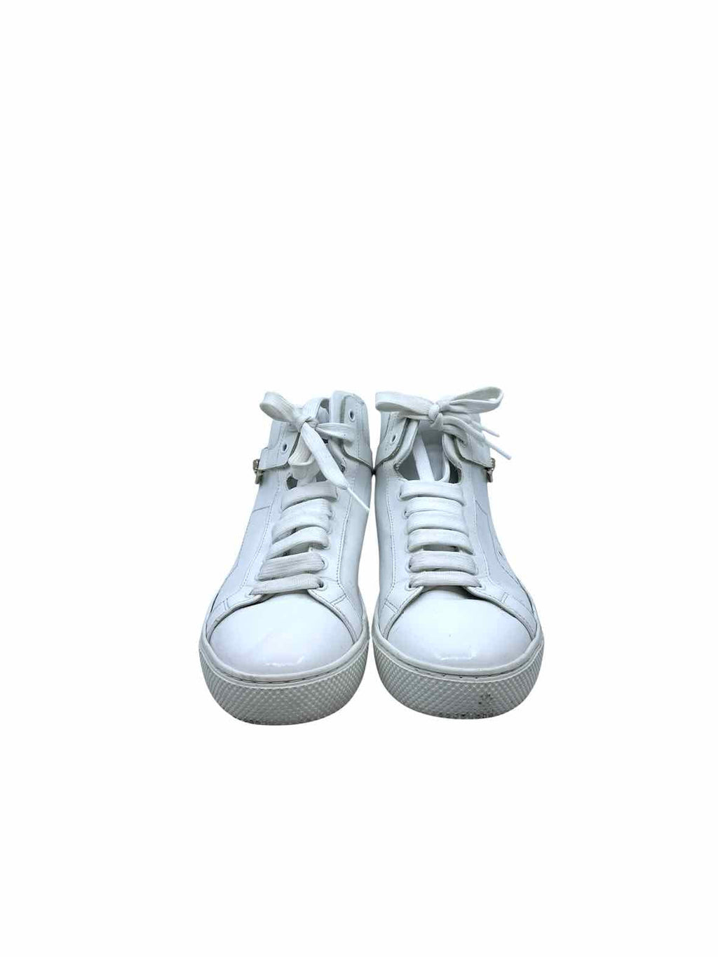 VERSACE Size 8.5 White Leather Sneakers