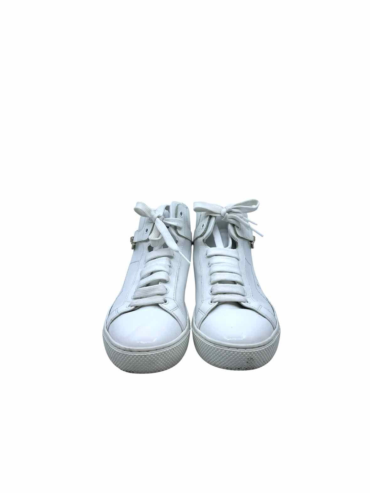 VERSACE Size 8.5 White Leather Sneakers