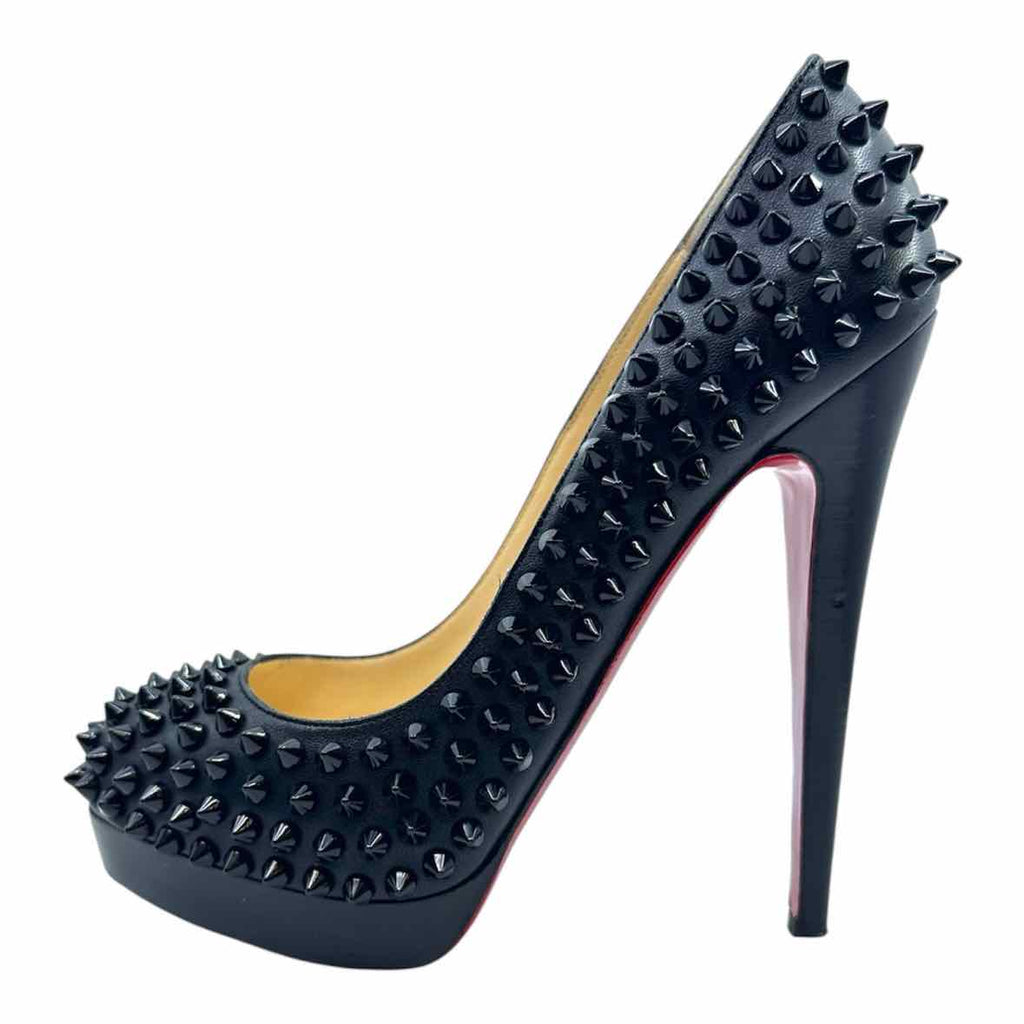 CHRISTIAN LOUBOUTIN Size 6.5 Black Leather Studs Studs Pumps