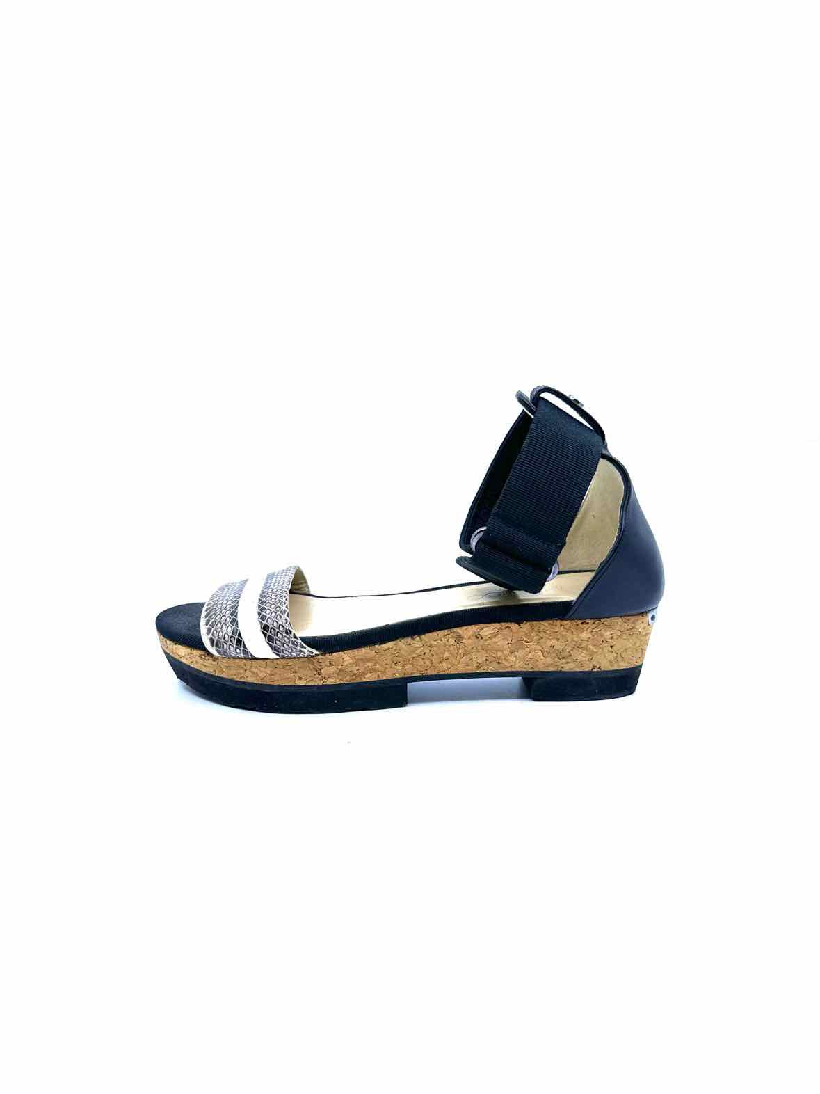 JIMMY CHOO Size 7 Grey & White Snakeskin Sandals