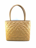 CHANEL Beige Leather Quilted Tote