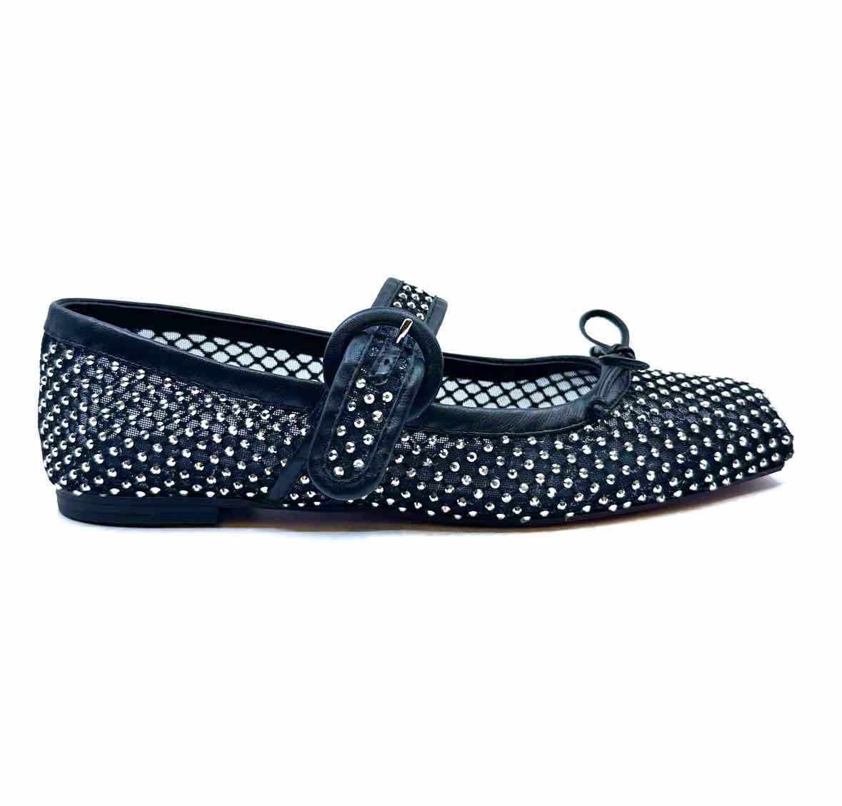 CHRISTIAN LOUBOUTIN Size 8 Black Rhinestones Flats
