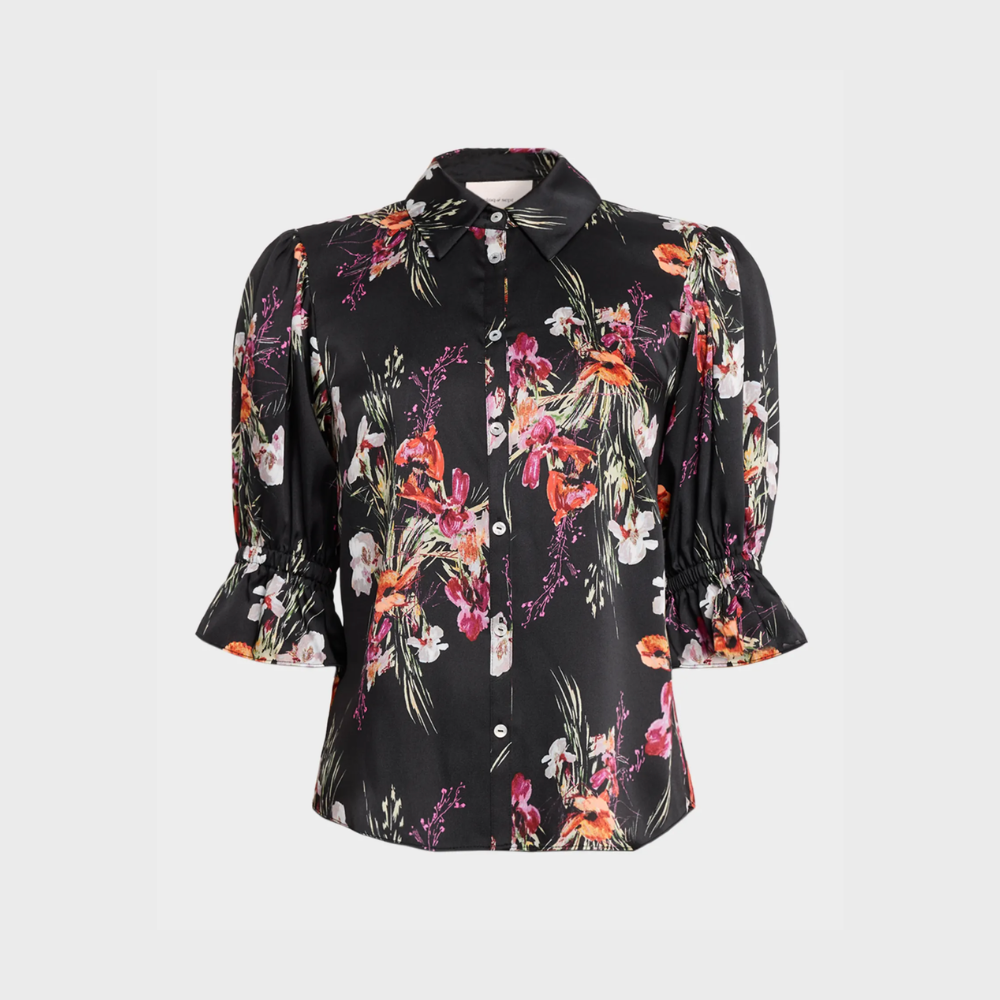 Cinq à Sept Fiona Iris Top - Black Bouquet