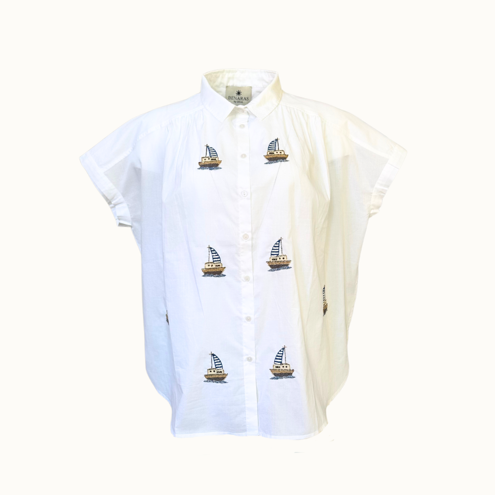 Citrus Boat Top - White/Blue