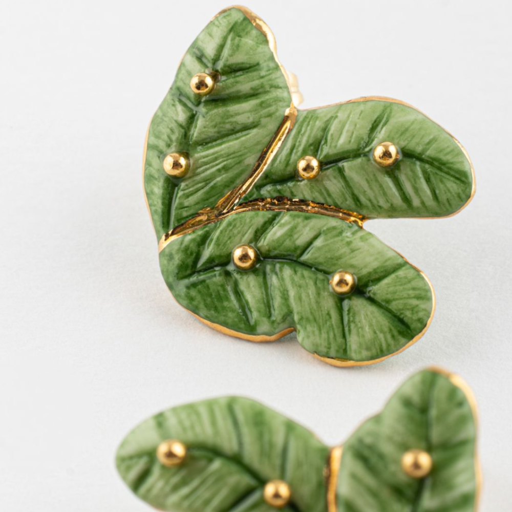 Nach Banana Tree Leaves Stud Earrings