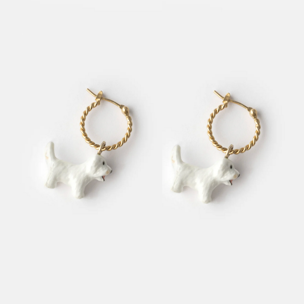 Nach Mini Coton de Tulear Hoop Earrings