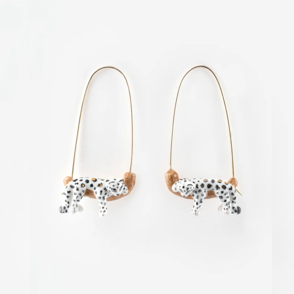Nach White Leopard Hoop Earrings