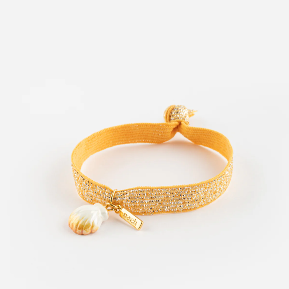 Nach White Shell Gold Band Bracelet