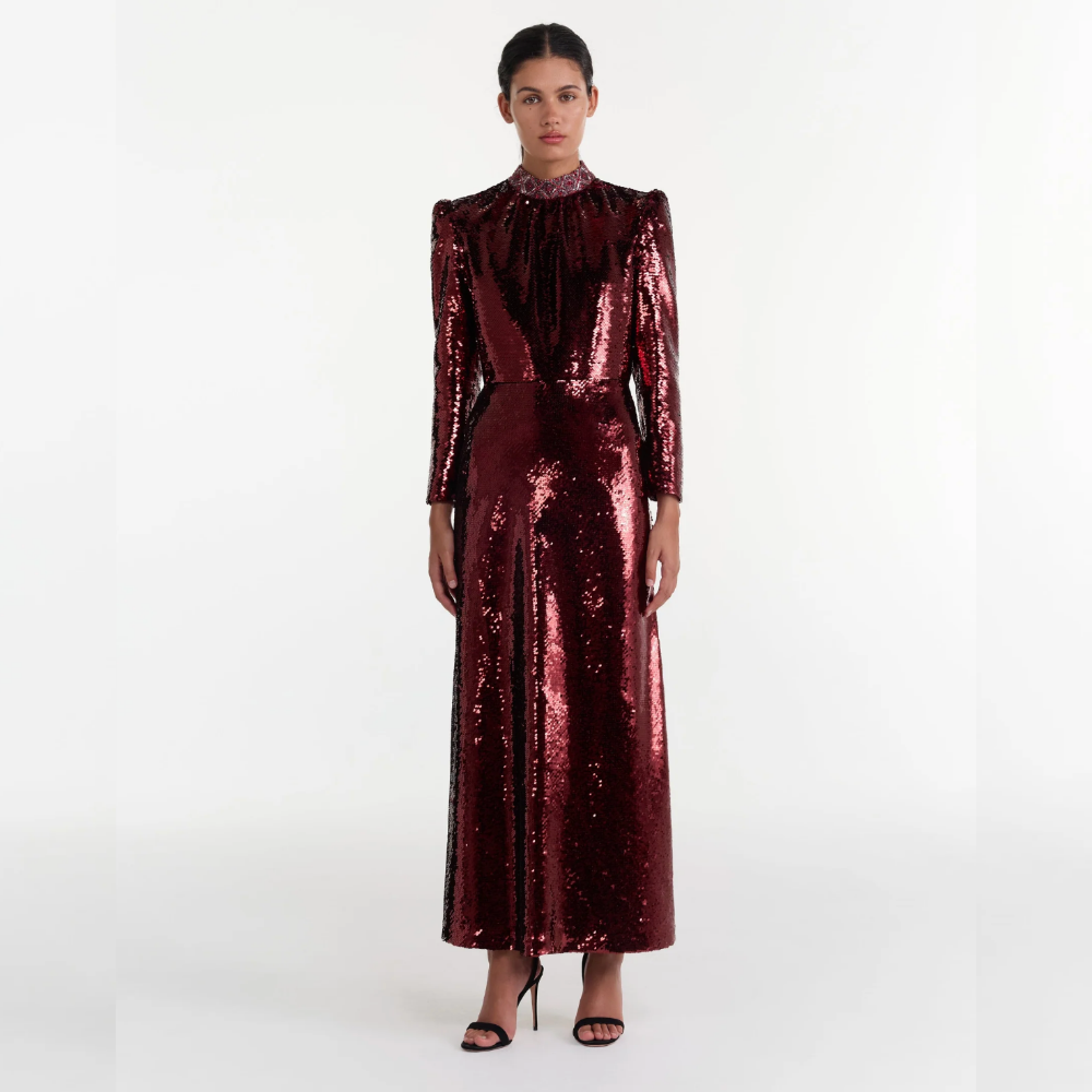 Saloni Jena Dress - Deep Garnet