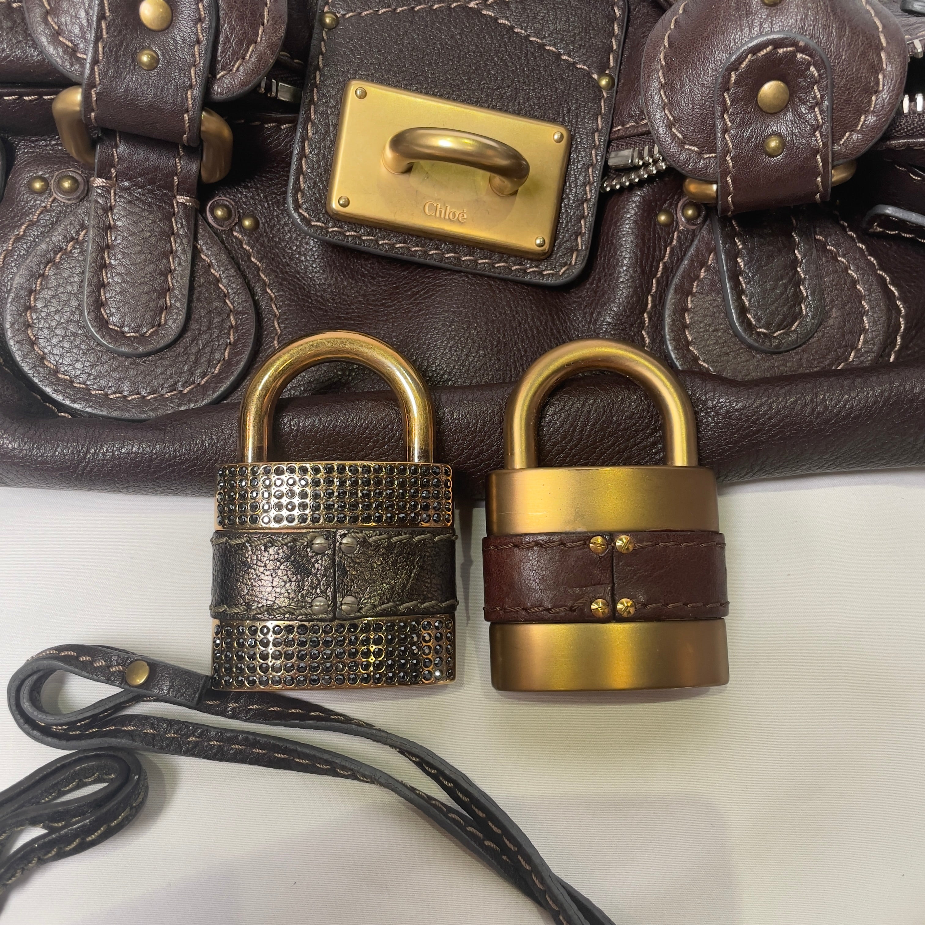 🔥 Pre-owned CHLOÉ 2011 brown paddington bag Swarovski 🔥