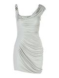 DRAPED ONE SHOULDER MINI DRESS