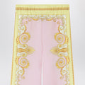 Printed silk twill trousers in yellow/pink