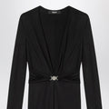 Black viscose jersey midi dress