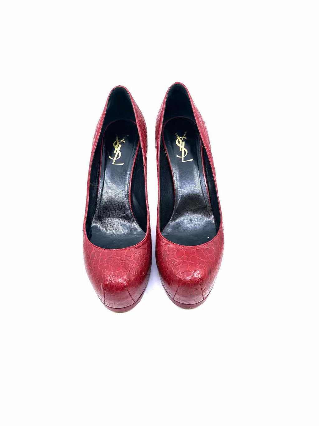 YVES SAINT LAURENT Size 9.5 Red Leather Pumps