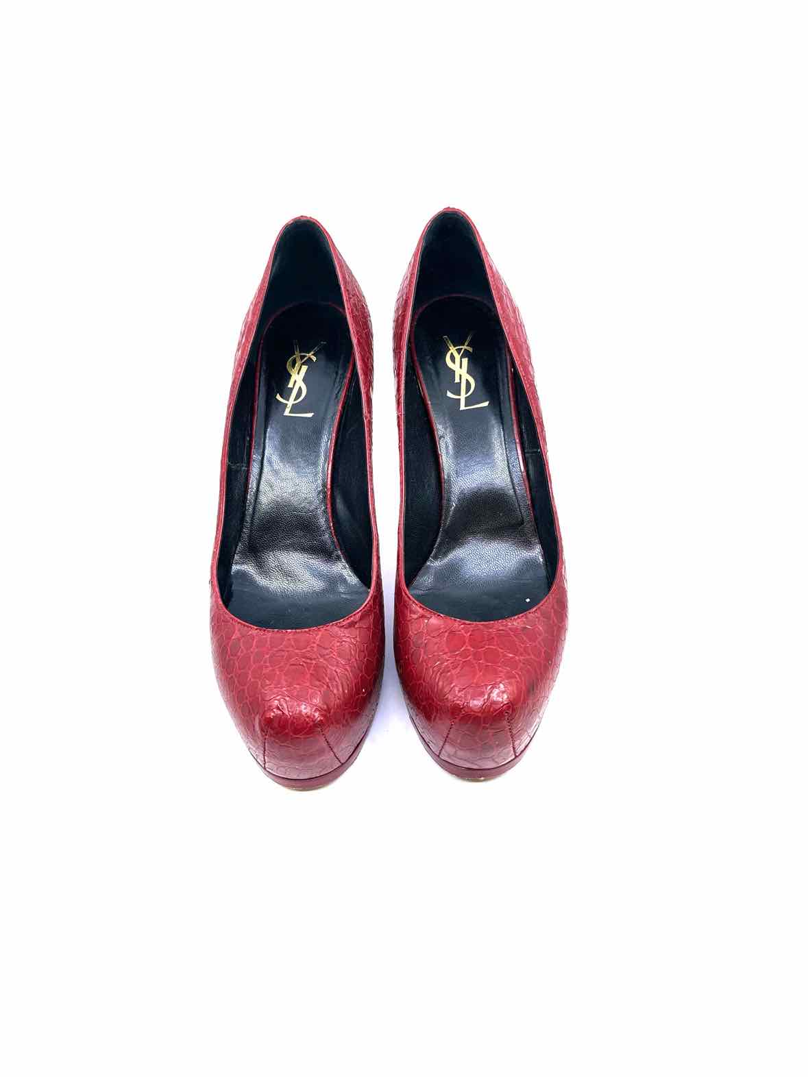 YVES SAINT LAURENT Size 9.5 Red Leather Pumps